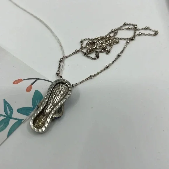 🏖️ Vintage Italy 925 Sterling Silver Blue Flip Flop Pendant Necklace - Picture 8 of 12